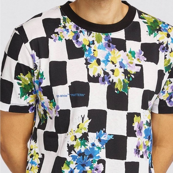 Off White Mens Check Flowers Multicolor Sz XXL - Picture 2 of 12